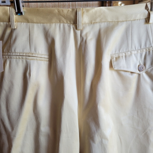 Vintage 80s Rebecca Moses pleated Front, cuffed trouser pants.Gold sheen, sz 14 - Picture 2 of 7